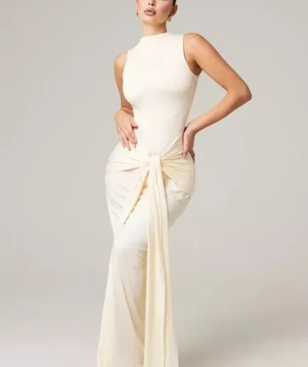 RedPeony Women Outfit Elegant Sleeveless Lace up Tank Top Skirt High Waist Maxi Dress Sexy Slim Fit Bodycon Chic Evening Dress