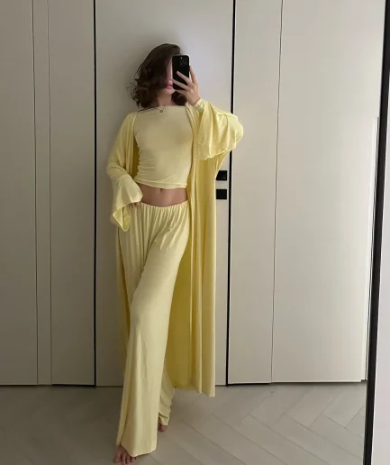 RedPeony 2025 Summer Casual Long Cardigan Long Sleeved Top High Waisted Pants Fashionable Set Office Wear 3pcs Women Baggy Suit