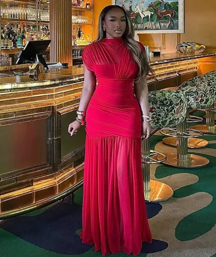 Mesh Patchwork Dress Women Turtleneck Sleeveless Skinny High Waist Wrap Hip Midnight Prom Party Ruched Elegant Vestidos