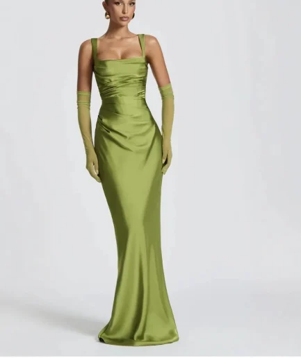 2026 Backless Bodycon Party Midi Dress Vestidos Women Elegant Summer Dress Satin Spaghetti Strap Strapless Sexy Dress