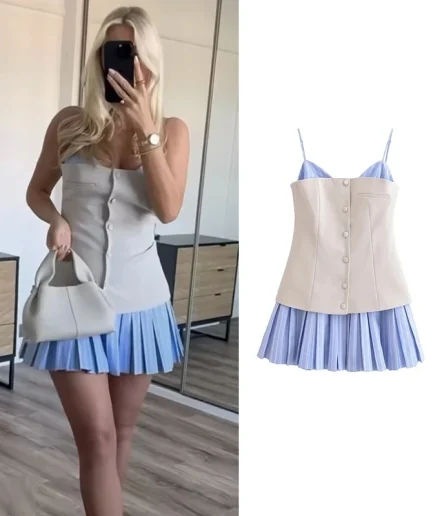 Street Fashion Youth Dress Women's Summer 2025 New Chic Patchwork Tube Top Slim Mini Elegant Holiday Women's Dress