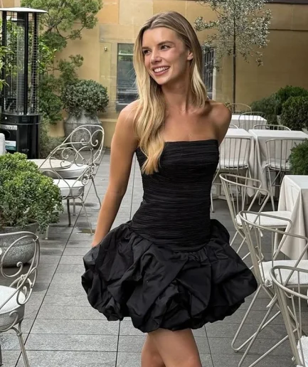 Women Summer Elegant Sexy Solid Simple Slim Ruffle Off-the Shoulder Dress Evening Birthday Party High Waist Women Mini Dress