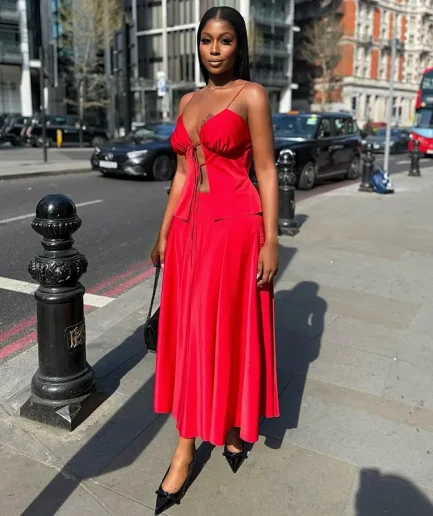 Fashion Clothes Vendor Sleeveless Irregular Spaghetti Strap Lace-up Sexy Tops and Long Skirt 2 Piece Sets for Women