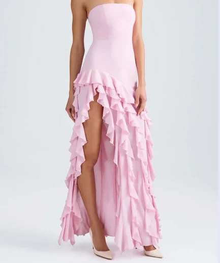 RedPeony Women Dress Summer Backless Strapless Streetwear High Waist Ruffled Skirt Club Party Dress Sexy Slim Fit Evening Dress