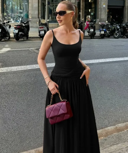 RedPeony Sexy Spaghetti Strap Backless Slim Dress Women 2025 Summer New Off-Shoulder Dress Elegant Long Bodycon Women Maxi Dress