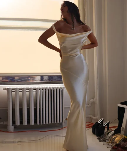 RedPeony  Women Fashion Outfits Sleeveless Long Dresses Spaghetti Strap Sexy Backless Satin Slip Maxi Dress