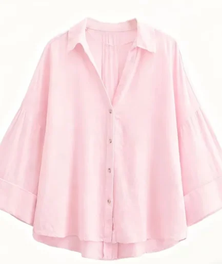 2025 Women's Loose Summer Trendy Streetwear Crop Top Blouse Casual Long Sleeve Short Length Button Outline