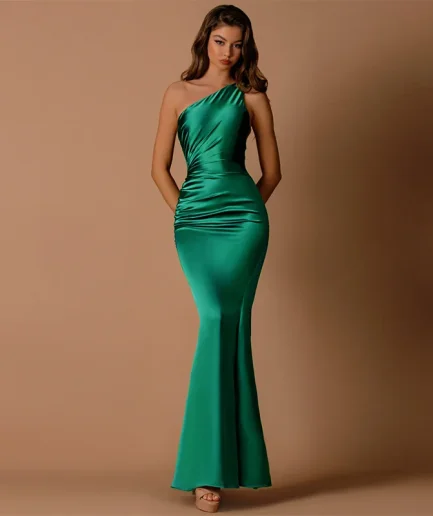 RedPeony Party Dress Elegant Sleeveless Slash Neck Skirt High Waist Dress Sexy Fishtail Pleated Slim Fit Lady Chic Evening Dress