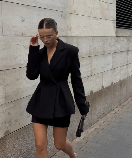 Chic Slim Waist Blazer Skirts Set Stand Collar Full Sleeve Single Breasted Jacket Mini A-line Skirt 2026 Autumn Winter Lady Suit