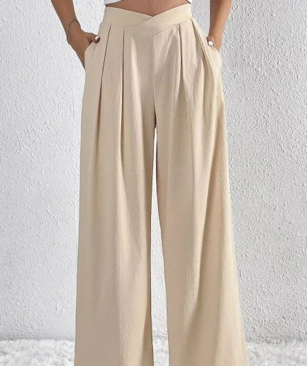 RedPeony Women's Autumn and Winter New commuter Style Pleated Casual Wide-leg Pants and Loose Women Long Pants